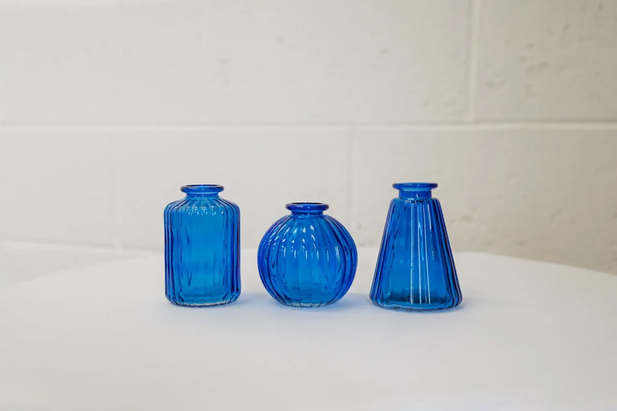 Blue Glass Bud Vase Trio